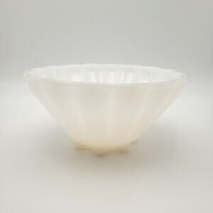 Vintage Scalloped Milk Glass Bowl White Trinket Candy Dish GrandMillennial Ocean
